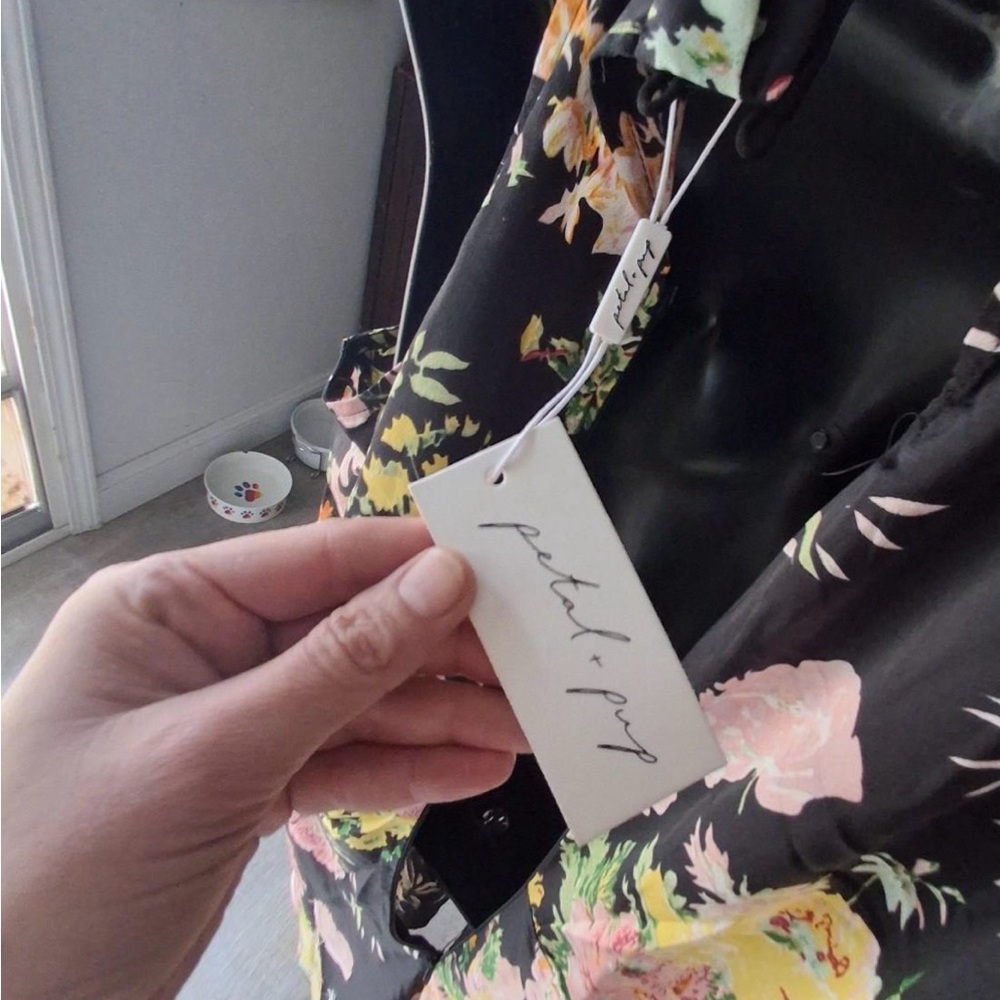 Petal & Pup Black Floral One-Shoulder Satin Dress. 💐Anabelle Halter Dress 💐 - Picture 5 of 5